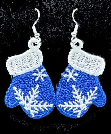 Mittens Embroidered Earrings