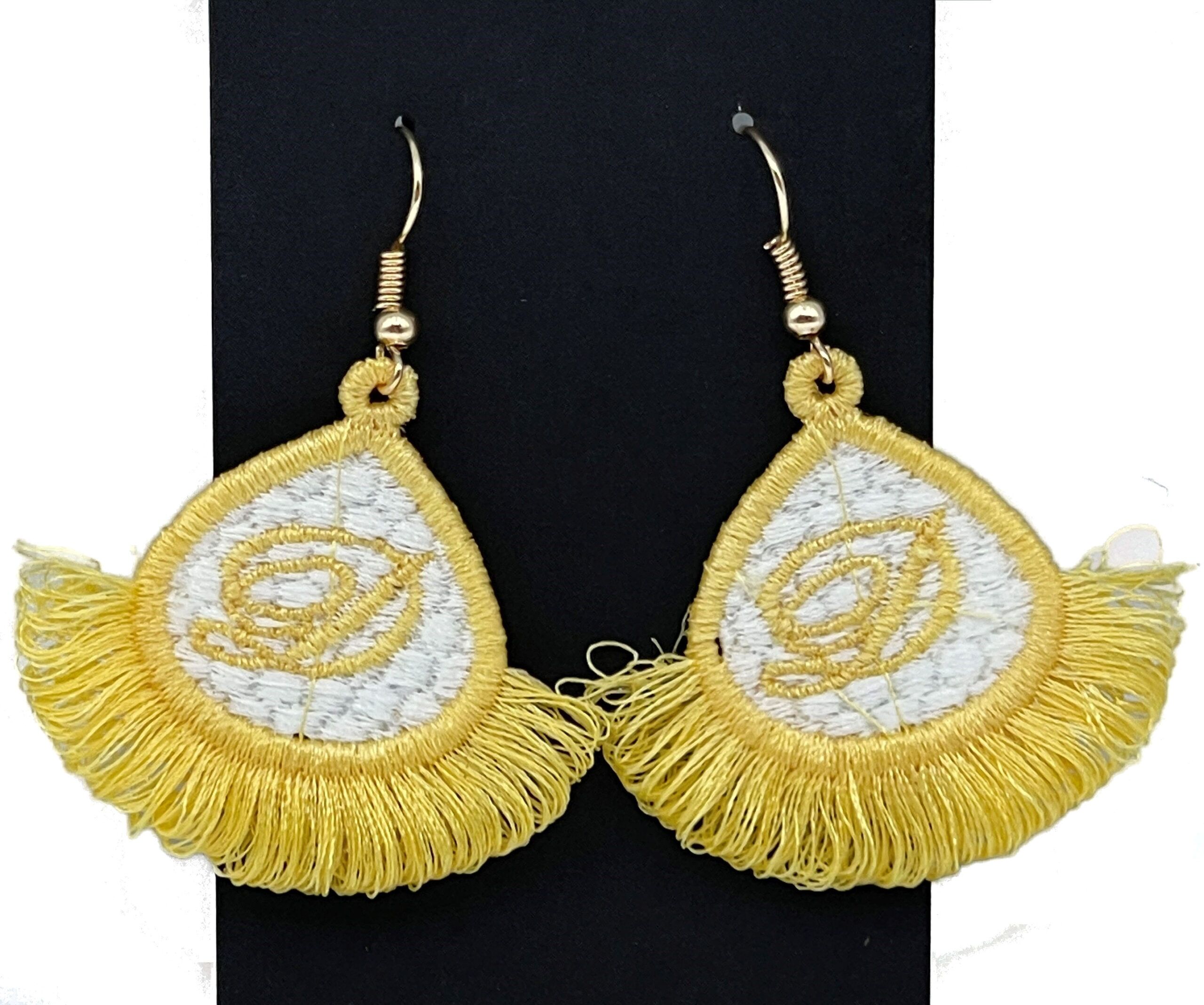 Personalized Fringed Embroidered Earrings 3D