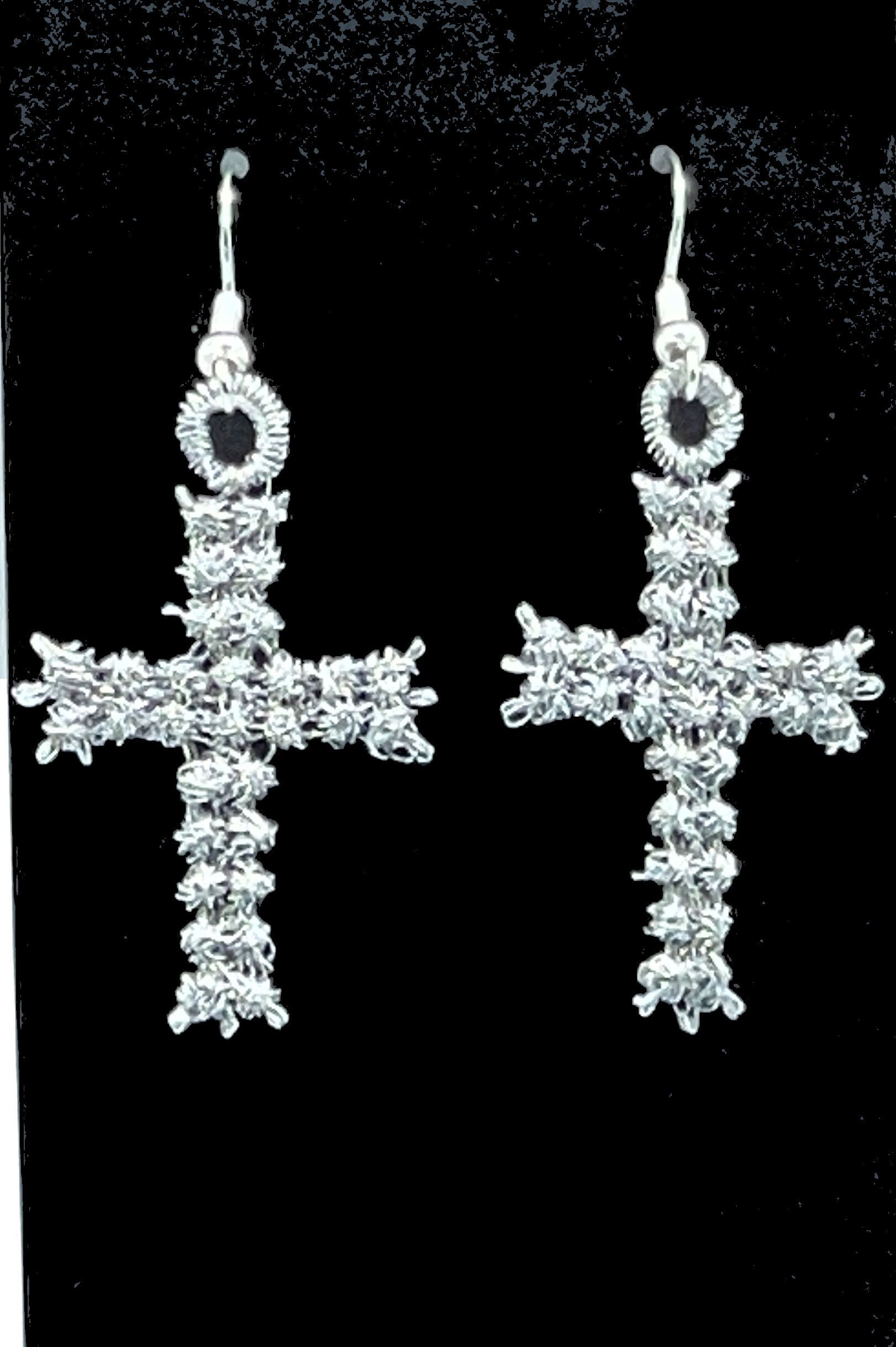 Cross Embroidered Earrings - Image 2