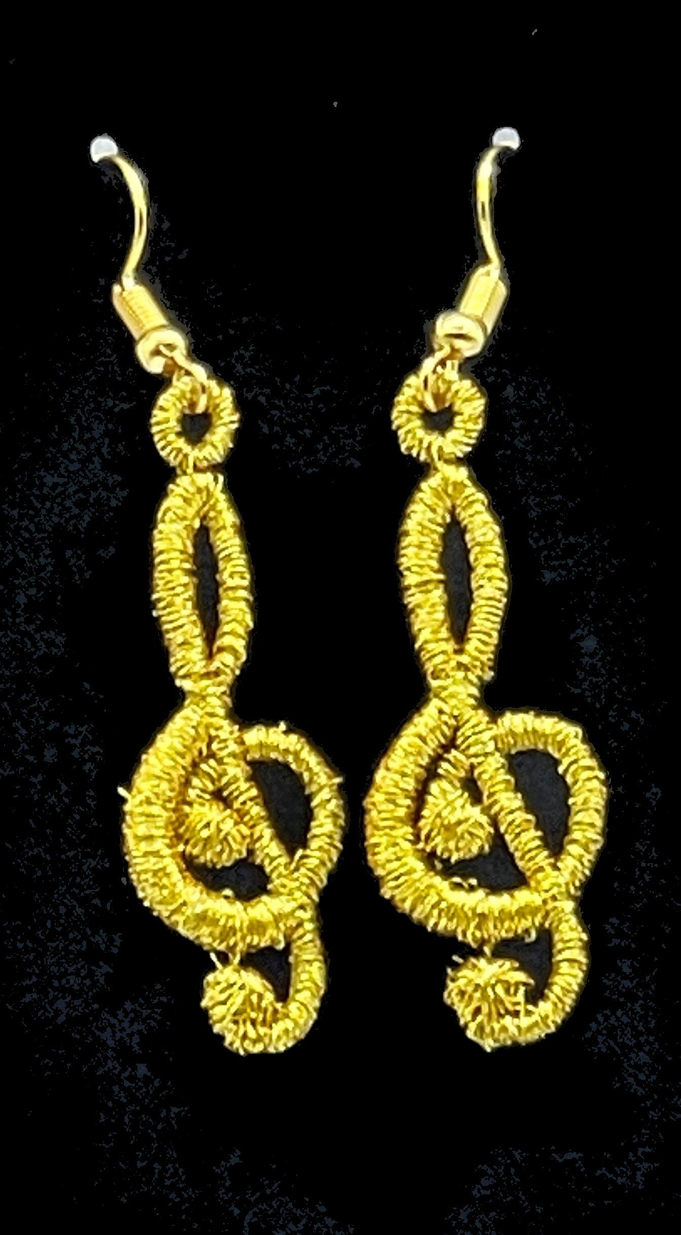 Treble Clef Embroidered Earrings
