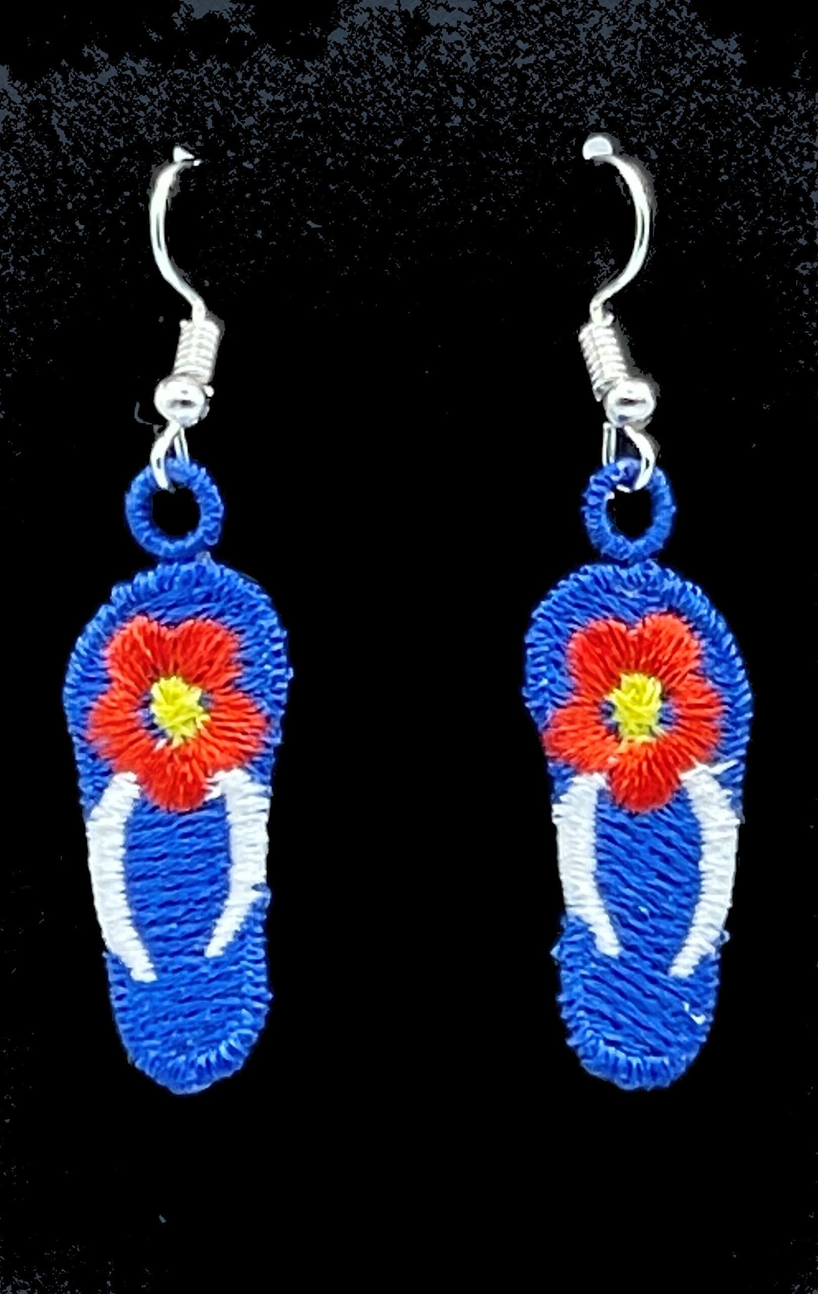 Flip Flop Embroidered Earrings