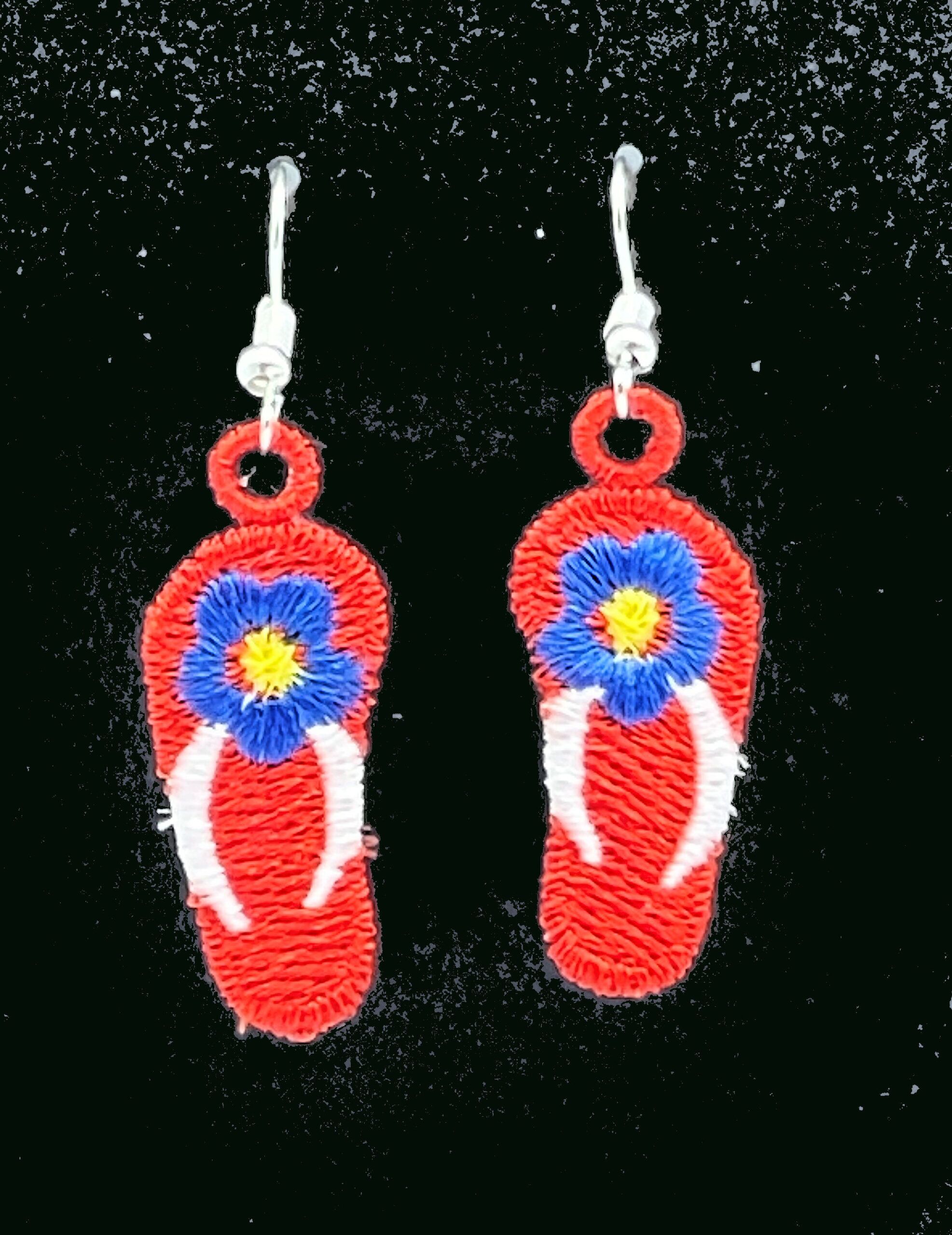 Flip Flop Embroidered Earrings - Image 2