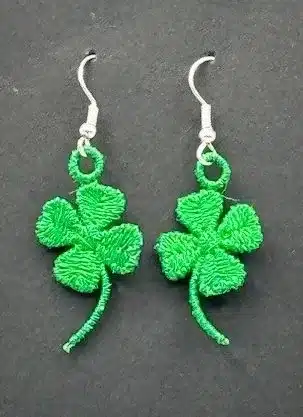4 Leaf Clover Embroidered Earrings - Image 2