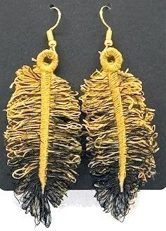 Feathers Fringed Embroidered Earrings 3D