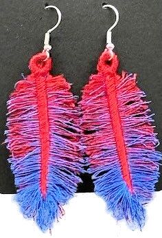 Feathers Fringed Embroidered Earrings 3D - Image 4