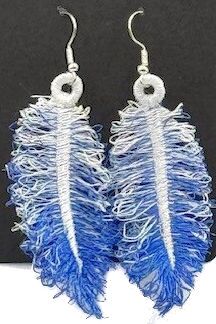 Feathers Fringed Embroidered Earrings 3D - Image 5