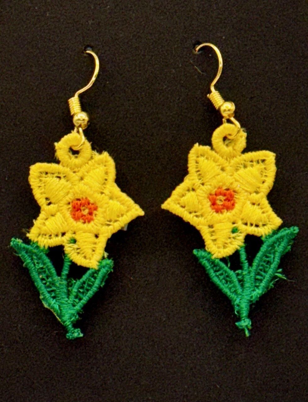 Daffodil Embroidered Earrings