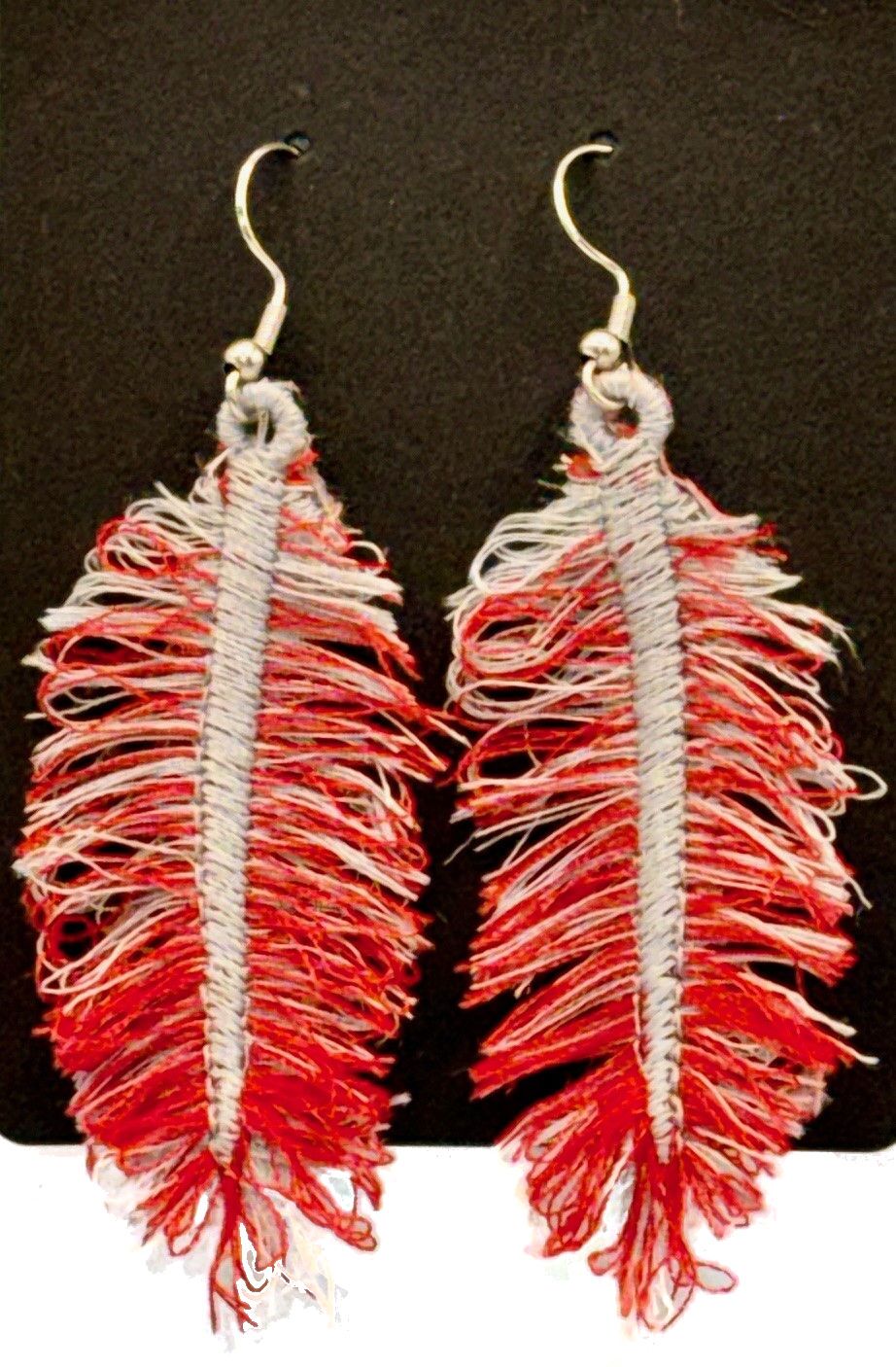 Feathers Fringed Embroidered Earrings 3D - Image 6