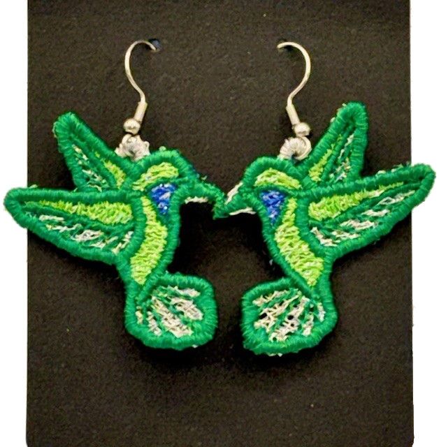 Hummingbird Embroidered Earrings