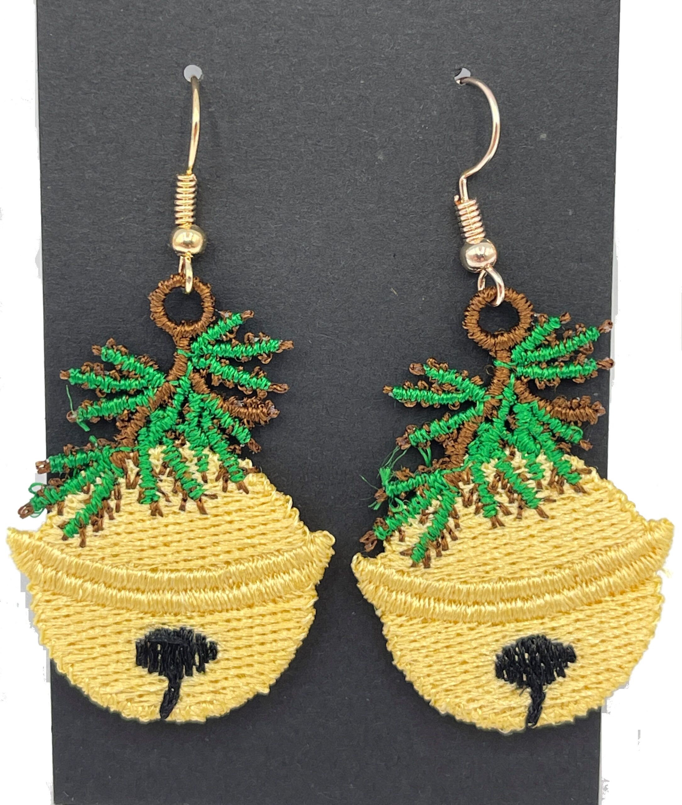 Jingle Bell Embroidered Earrings