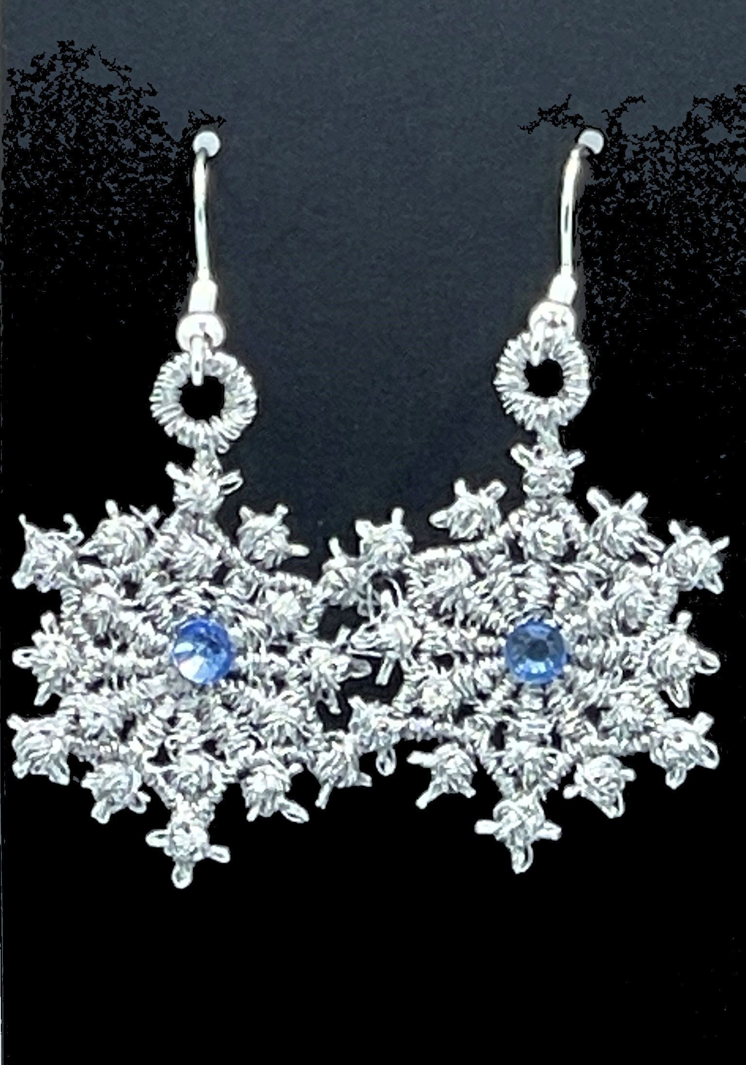 Snowflake Silver Metallic Embroidered Earrings