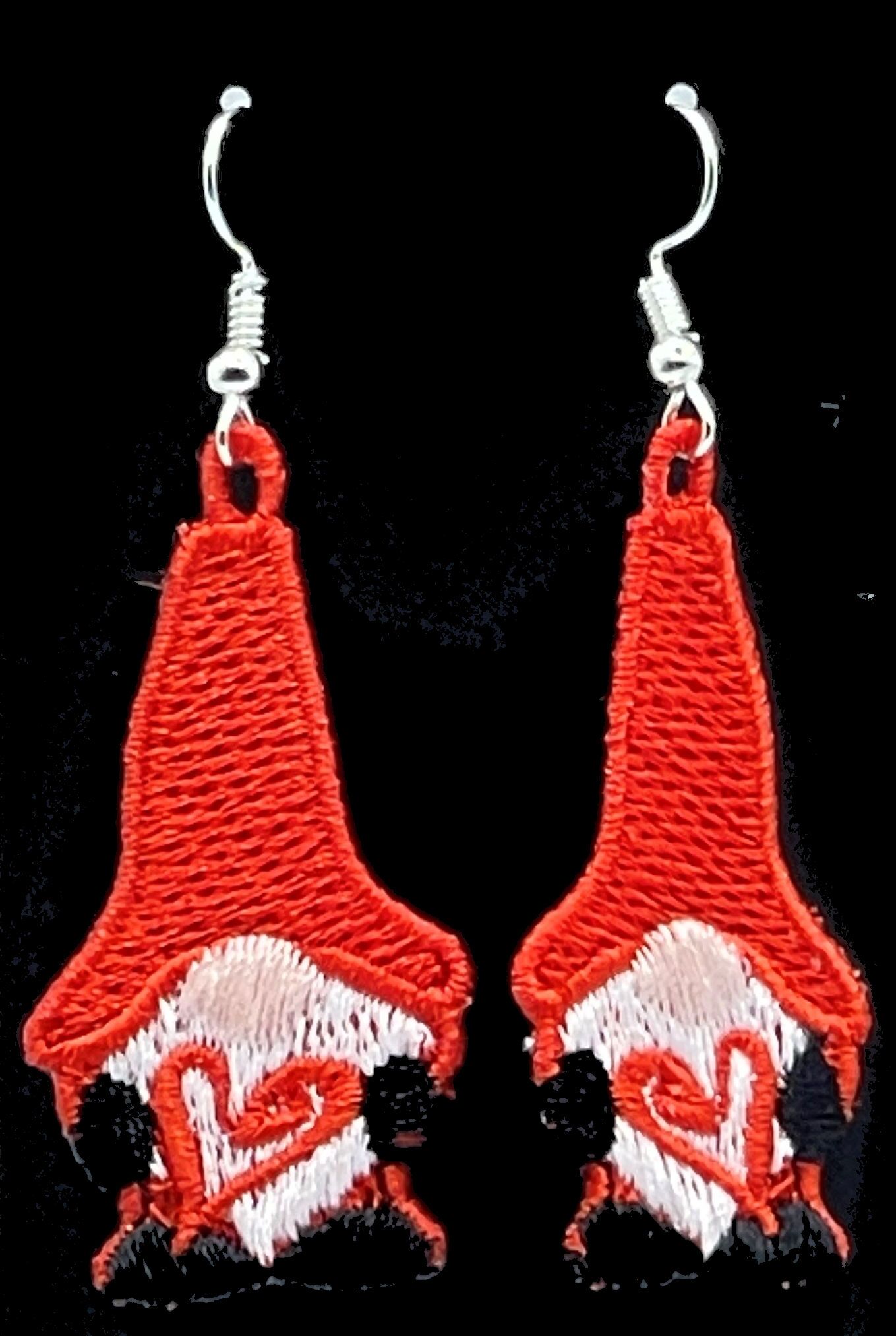 Valentine's Day Gnome Embroidered Earrings