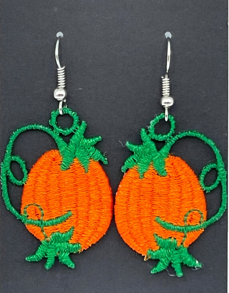 Pumpkin Embroidered Earrings