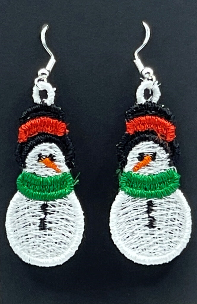 Snowman Embroidered Earrings