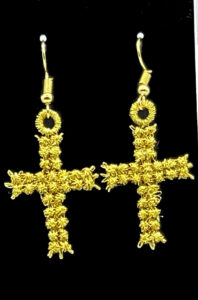 Cross Earrings Gold Metallic C SB