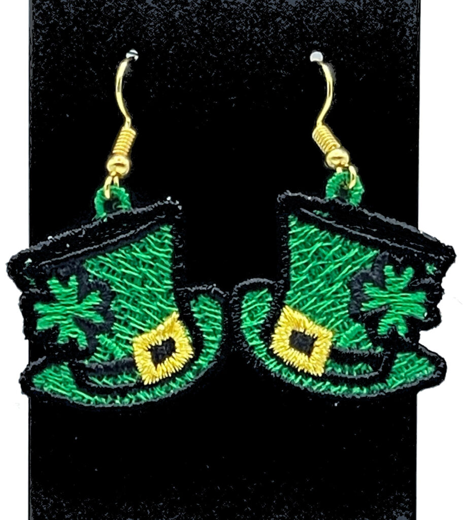 Leprechaun’s Hat Embroidered Earrings