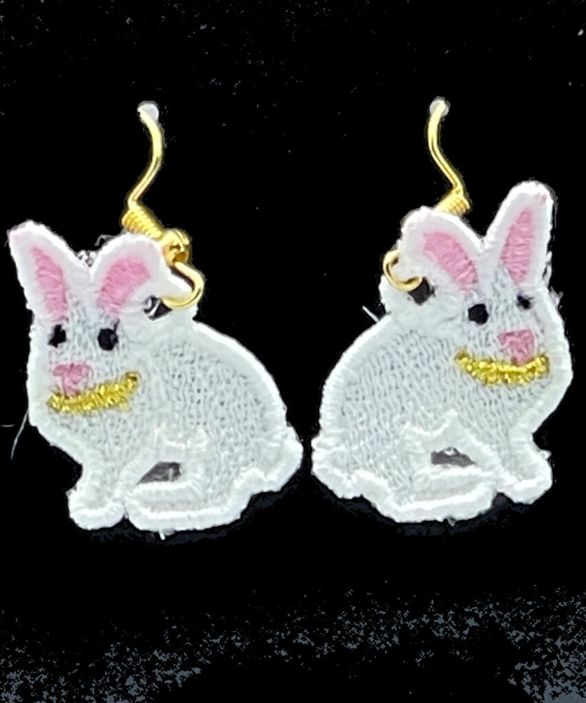 Easter Bunny Embroidered Earrings