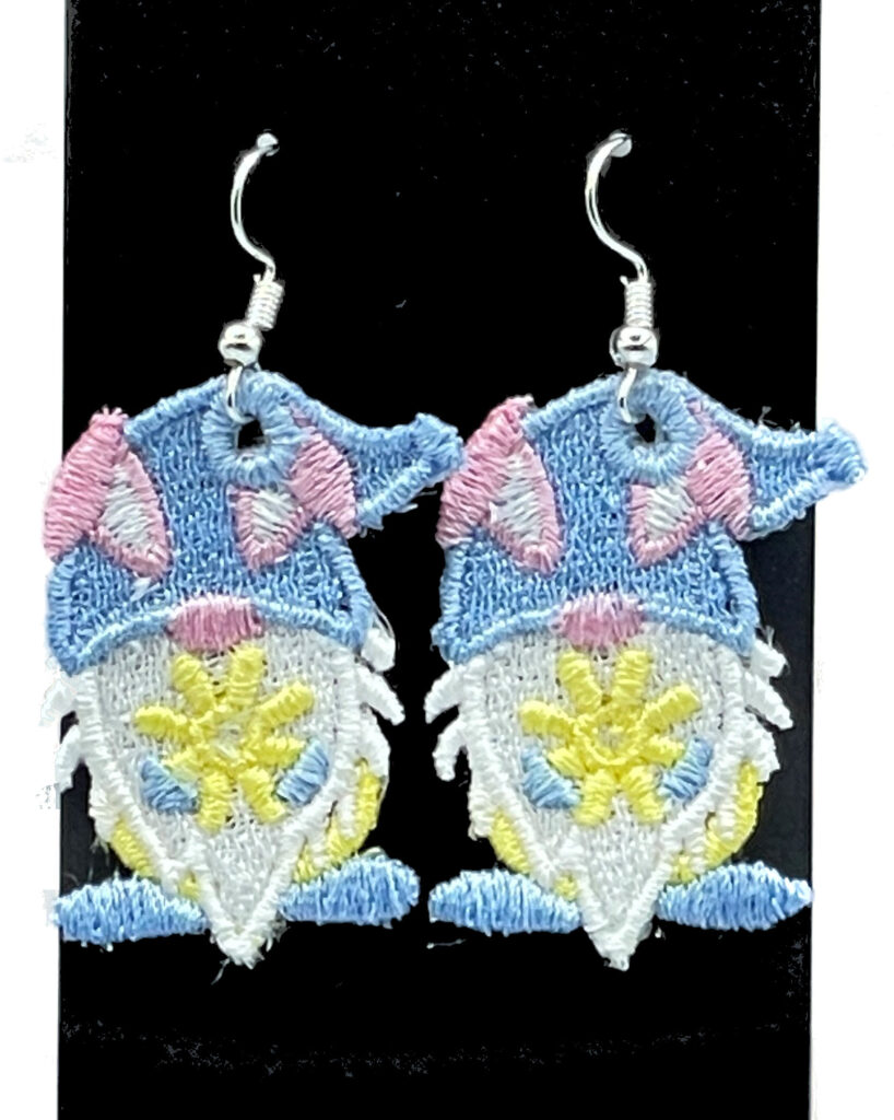 Easter Gnome Embroidered Earrings