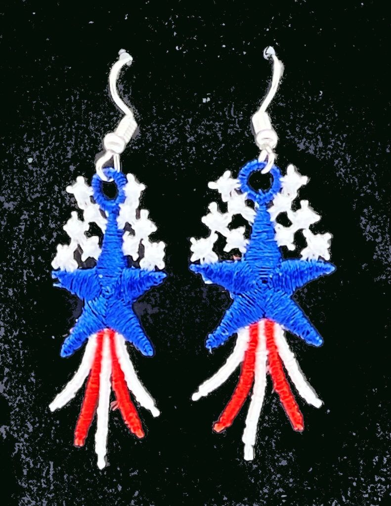 Stars and Stripes Embroidered Earrings