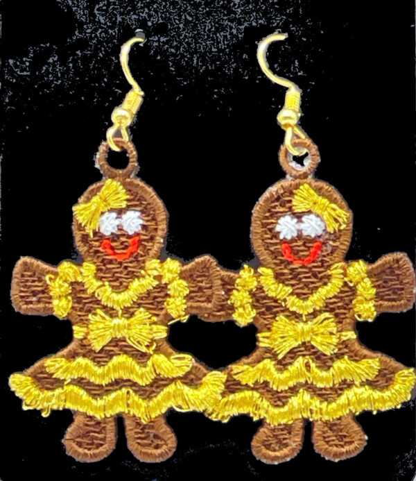 Gingerbread Girl Embroidered Earrings