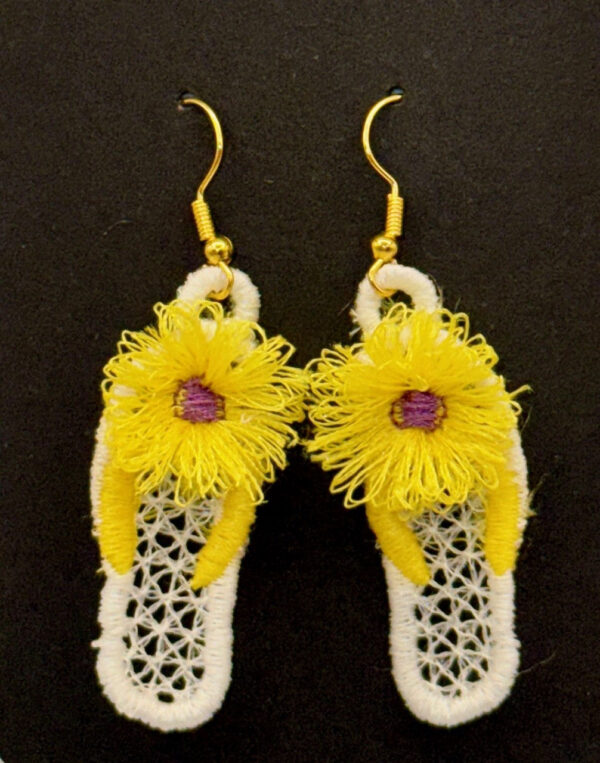 Flip Flop Embroidered Earrings 3D Fringed