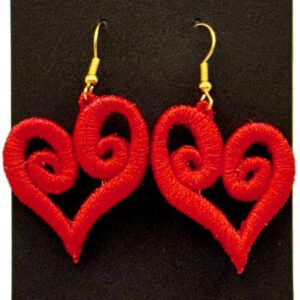Heart Embroidered Earrings Puffed 3D