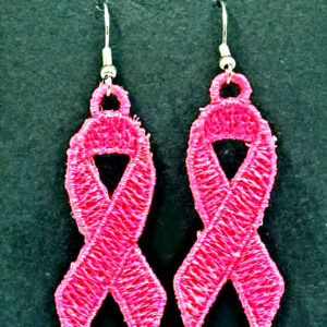 Cancer Awareness Ribbon Embroidered Earrings - Breast Cancer