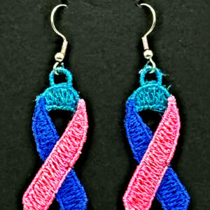 Cancer Awareness Ribbon Embroidered Earrings - Thyroid Cancer