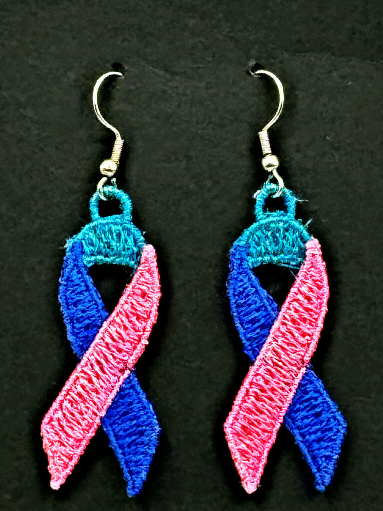 Cancer Awareness Ribbon Embroidered Earrings – Thyroid Cancer