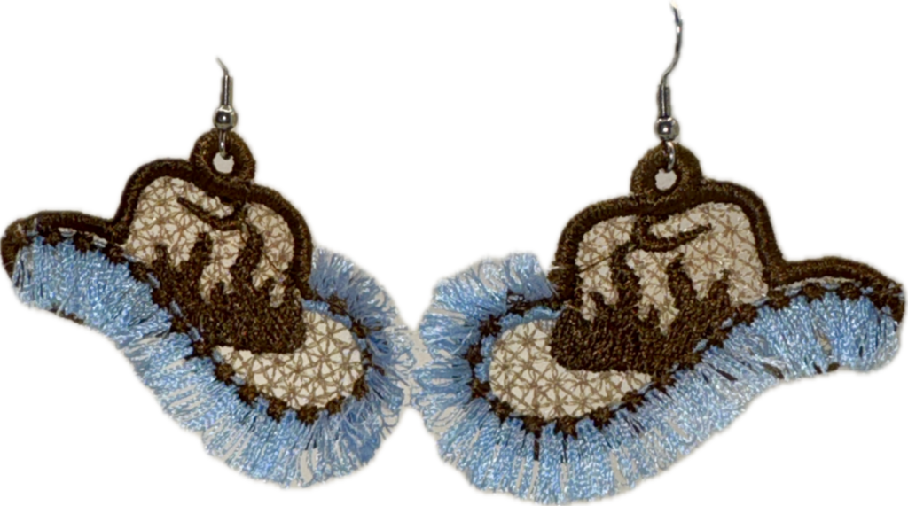 Cowgirl Hat Fringed Embroidered Earrings