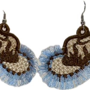Cowgirl Hat Fringed Embroidered Earrings